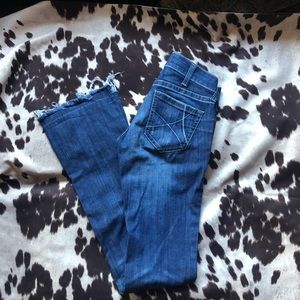 Ariat trouser mid rise bootcut 27 extra long frayed hem jeans